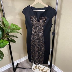 Connected brand black dress with lace detail